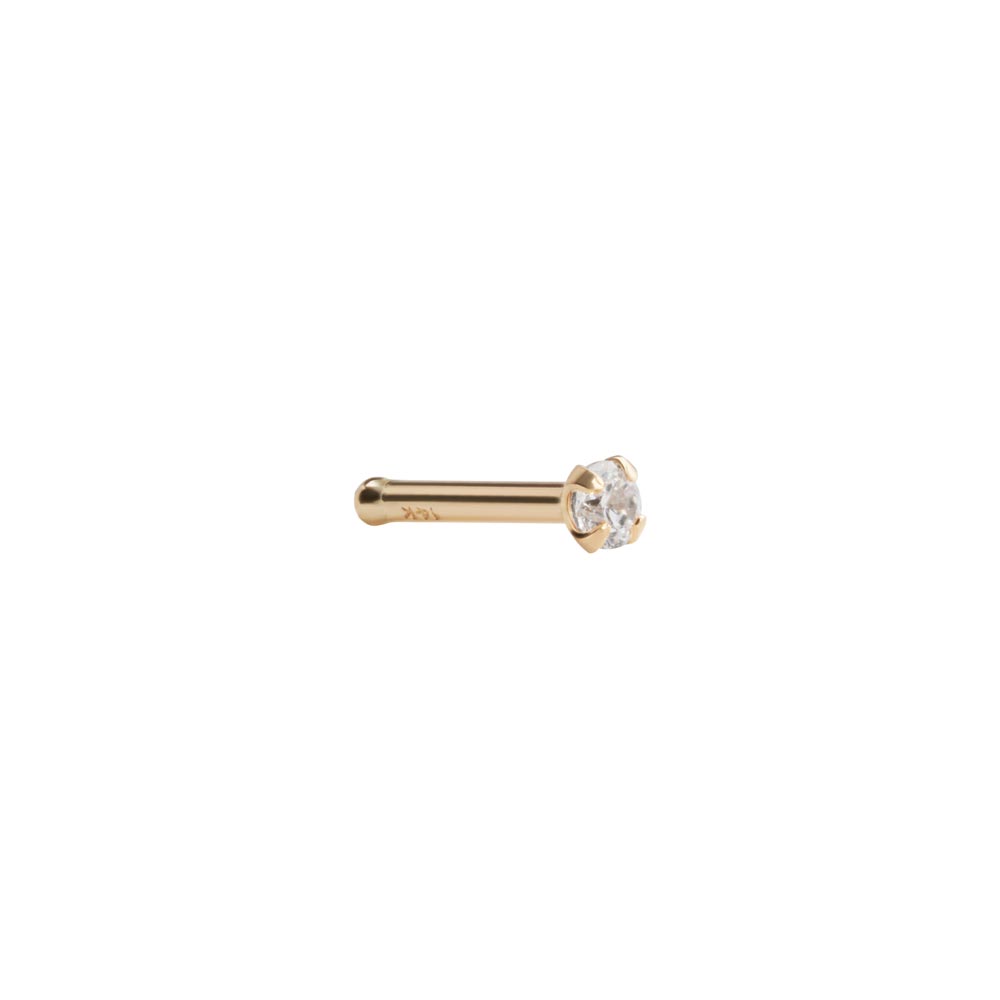 Tilum 14kt Yellow Gold 18g 2mm Prong-Set Nose Bone — Price Per 1