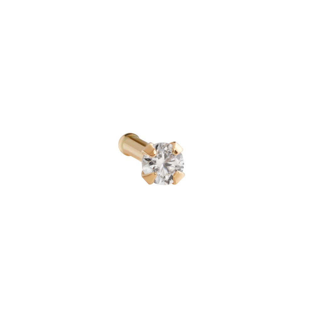 Tilum 14kt Yellow Gold 18g 2mm Prong-Set Nose Bone — Price Per 1