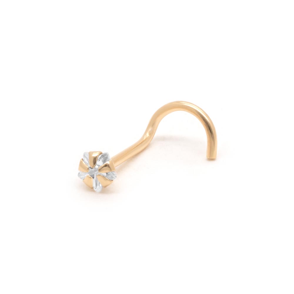 Gold Star Gem Nostril Screw - Right Bend