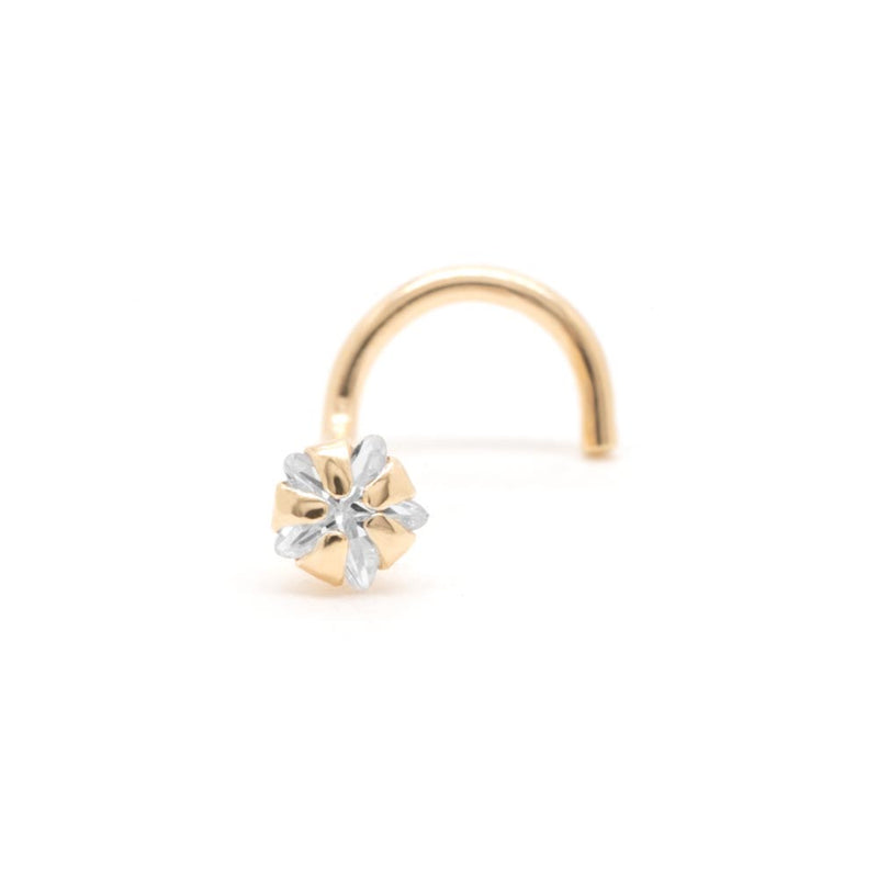 Gold Star Gem Nostril Screw - Right Bend