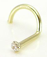 Tilum 20g Yellow Gold Crystal Jewel Nose Screw - Left Bend