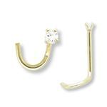 Tilum 20g 14kt Yellow Gold Nose Screw with 1.5mm Crystal Jewel - Right Bend