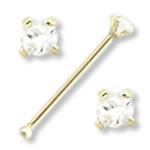 Tilum 18g 14kt Yellow Gold 1.5mm CZ Jewel Nose BONE