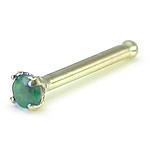Tilum 14kt Yellow or White Gold 1.5mm PRECIOUS STONE Nose Bone 20g
