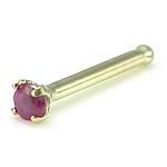 Tilum 14kt Yellow or White Gold 1.5mm PRECIOUS STONE Nose Bone 20g