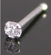 Tilum 18g 14kt WHITE GOLD 2.0mm CZ Nose BONE