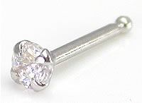 Tilum 20g White Gold Crystal Jewel Nose Bone