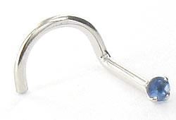 Tilum 20g 14kt White Gold 1.5mm CZ-Sapphire Jewel Nose SCREW