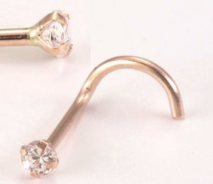 Tilum 20g 14kt ROSE Gold 1.5mm CZ Jewel Nose Screw