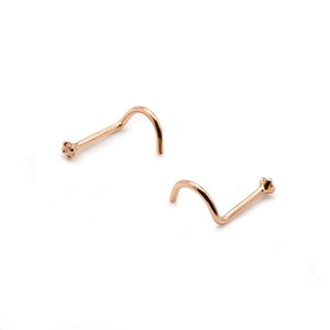 Tilum 20g 14kt ROSE Gold 1.5mm CZ Jewel Nose Screw