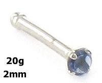 Tilum 20g 14kt White Gold 2.0mm Sapphire Jewel Nose Bone