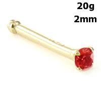 Tilum 20g 14kt Yellow Gold 2.0mm Lt. Siam Jewel Nose Bone