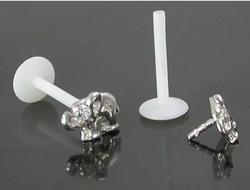 14kt White Gold ELEPHANT For BioPlastic Nose Screw Stem or Labret BioPlast