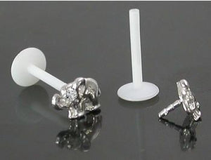 14kt White Gold ELEPHANT For BioPlastic Nose Screw Stem or Labret BioPlast