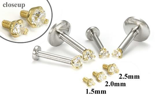 Tilum 18g-16g Internally Threaded Yellow Gold Crystal Jewel Top - Price Per 1