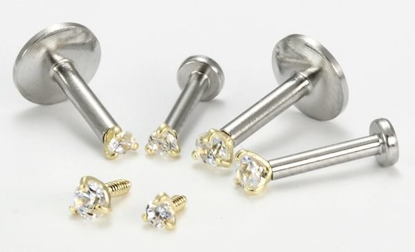 Tilum 18g-16g Internally Threaded Yellow Gold Crystal Jewel Top - Price Per 1