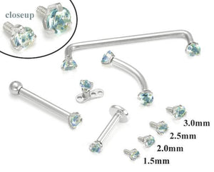 Tilum 14g-12g Internally Threaded White Gold Light Blue Jewel Top - Price Per 1