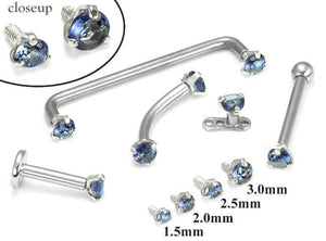 Tilum 14g-12g Internally Threaded White Gold Dark Blue Jewel Top - Price Per 1