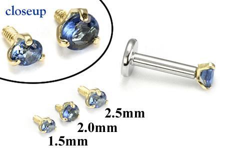 Tilum 18g-16g Internally Threaded Yellow Gold Dark Blue Jewel Top - Price Per 1