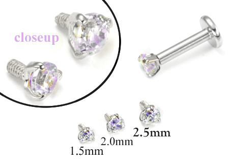 Tilum 18g-16g White Gold Prong-Set Lavender Jewel Top