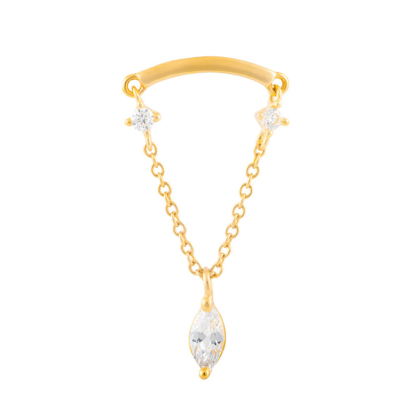 Gold Bar with Marquise Chain Top - Threadless