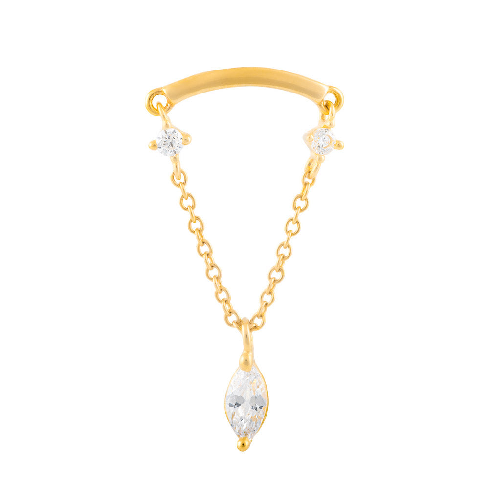 Gold Bar with Marquise Chain Top - Threadless