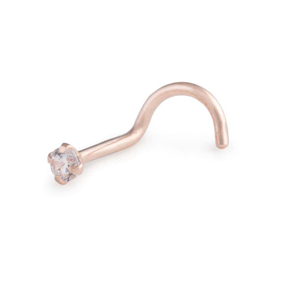Tilum 20g Rose Gold Crystal Jewel Nose Screw