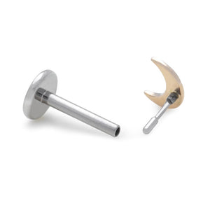 18g, 16g, or 14g Crescent Moon 14kt Yellow Gold Push Pop Top — Price Per 1