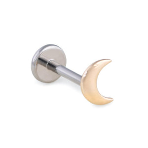 18g, 16g, or 14g Crescent Moon 14kt Yellow Gold Push Pop Top — Price Per 1