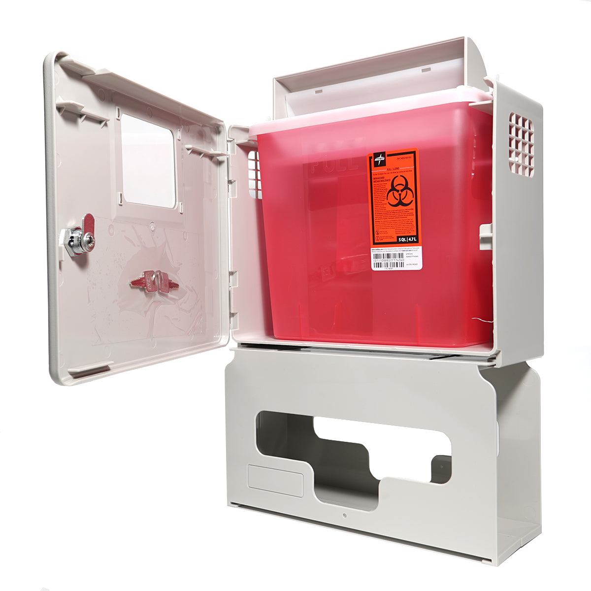 Wall Mount Sharps System + Glove Holder — 5 Quarts