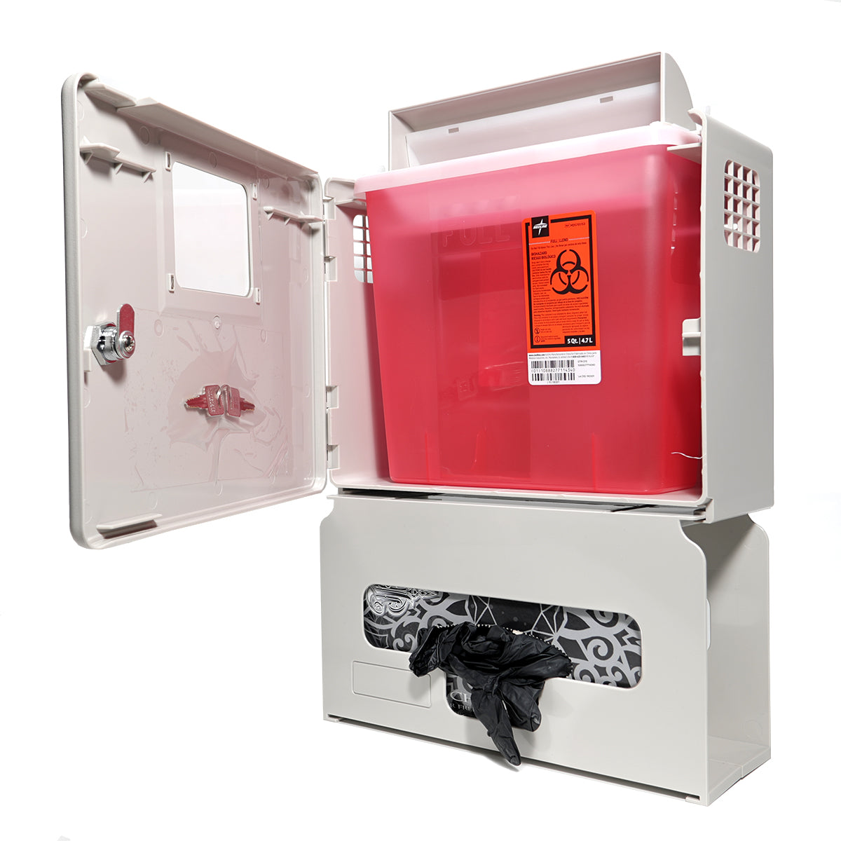 Wall Mount Sharps System + Glove Holder — 5 Quarts