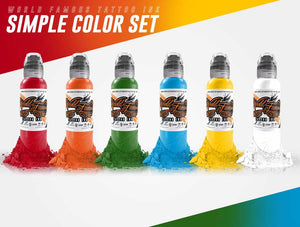 6 Color Simple Set — World Famous Tattoo Ink — 1oz