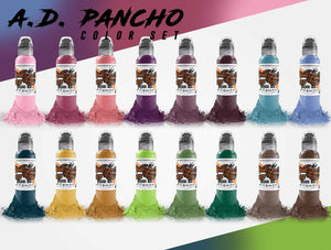16 Color A.D. Pancho Set — World Famous Tattoo Ink — 1oz