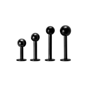 14g Externally Threaded PVD Black Titanium Labret Post w/ Ball — Price Per 1