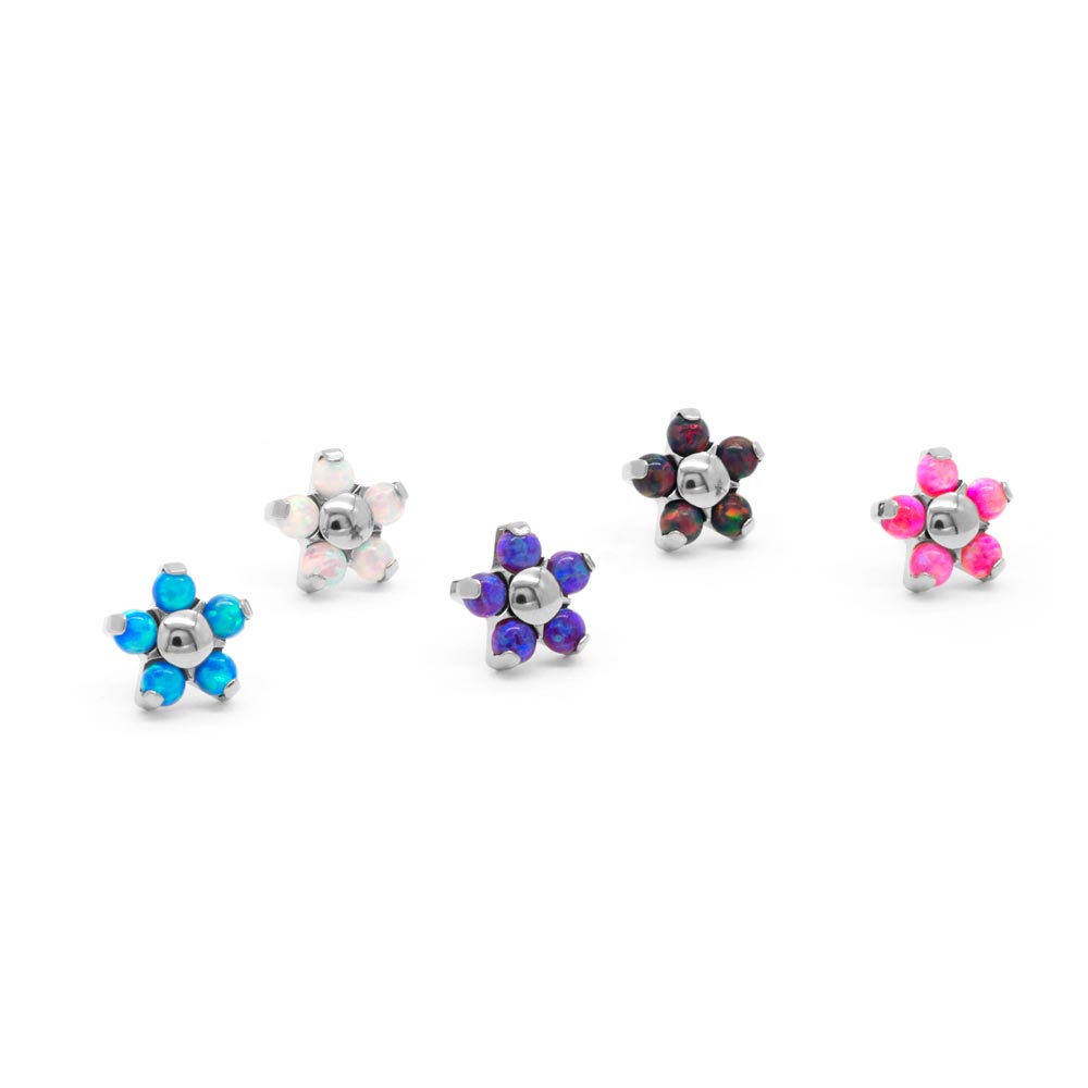 Opal Flower Titanium Top - Threadless