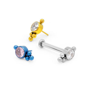 Beaded Gem Titanium Top - Threadless