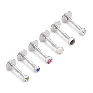 Internal Martini Bezel Set Gem with UFO Back Labret — Stainless Steel — Choose Size — Price Per 1