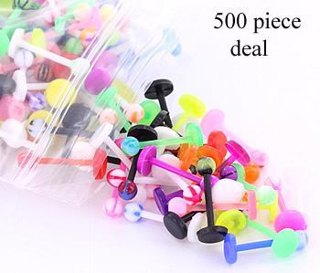 16g 3/8" PTFE Labret Mix with 3mm Balls - Price Per 500