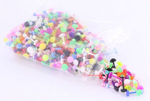 16g 3/8" PTFE Labret Mix with 3mm Balls - Price Per 500