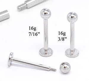 16g E-Z Piercing Labret Stud One-Step-Down-Threaded Labret - Price Per 1