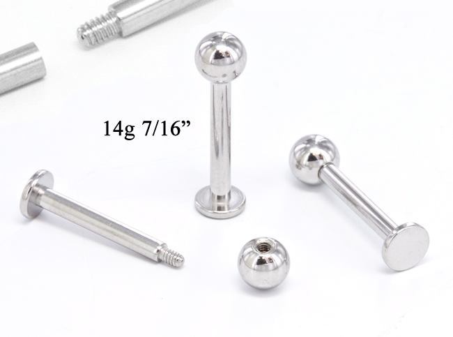 14g E-Z Piercing Labret Stud One-Step-Down-Threaded Labret