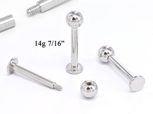 14g E-Z Piercing Labret Stud One-Step-Down-Threaded Labret