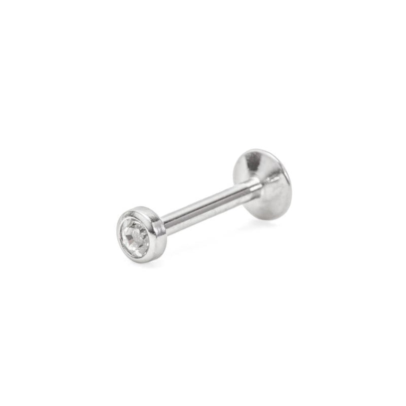 20g Internally Threaded Labret Post with Crystal Jewel Top - Price per 1