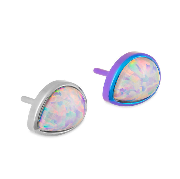 Teardrop Opal Titanium Top - Threadless