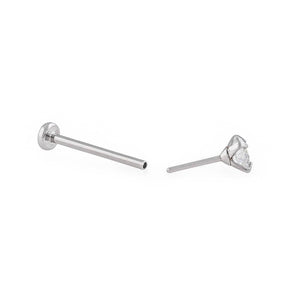 20g Crystal Jewel Threadless Flat Disc Steel Labret — Price Per 1