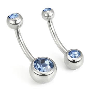 14g Double Jeweled Steel Belly Button Ring with 4mm/6mm Balls