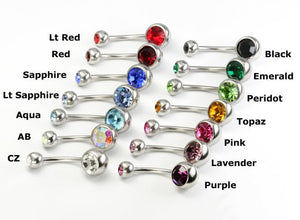 14g Double Jeweled Steel Belly Button Ring with 4mm/6mm Balls