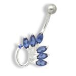 14g 3/8" Six Jeweled Flower Petals Navel Ring