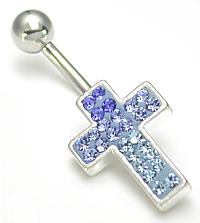 14g 7/16" Jewel Explosion Cross Belly Button Ring