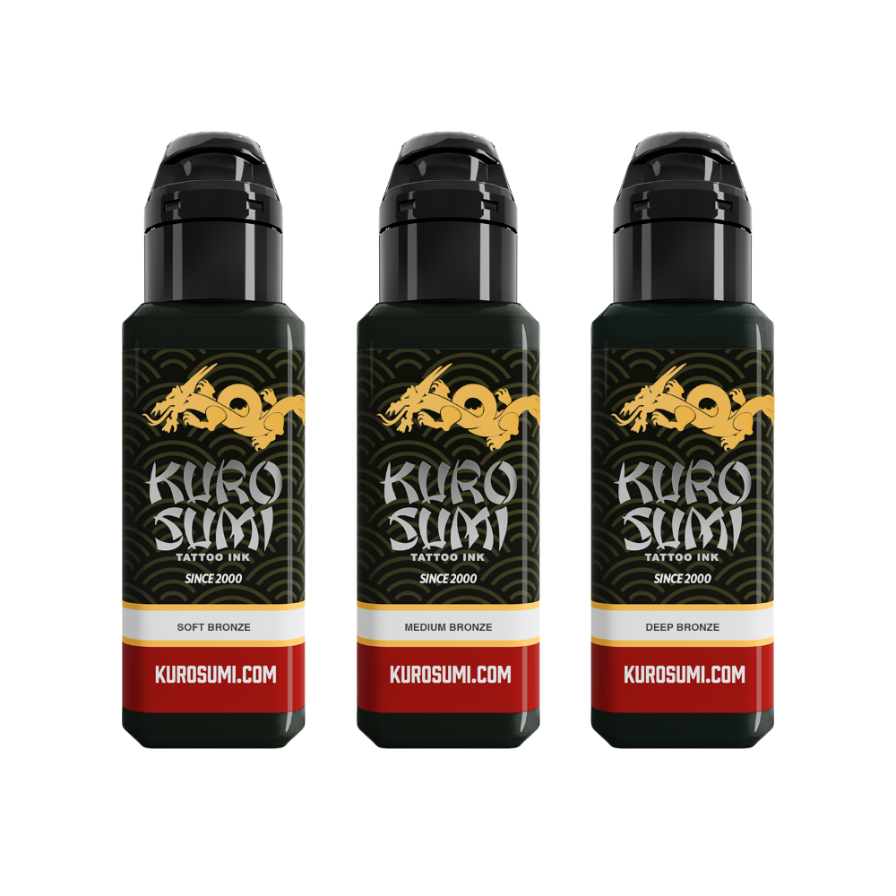 Bronze Lining & Shading Set — Kuro Sumi Tattoo Ink — Pick Size